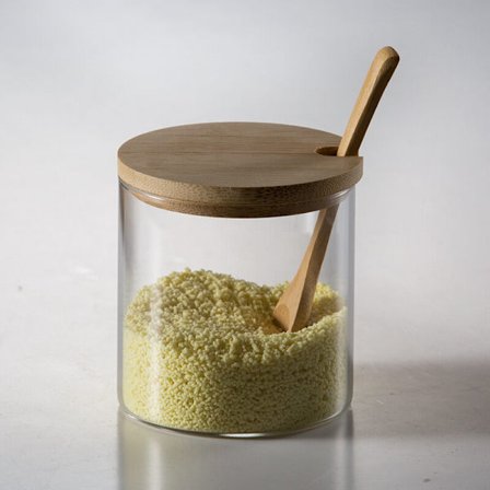 Glass Spice Jar with Lid and Spoon