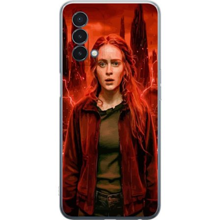 Kompatibelt Mobilskal till OnePlus OnePlus Nord N200 5G Porträtt av en ung kvinna med rött hår i en apokalyptisk landskap, röda blixtar och mörka