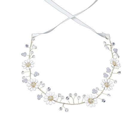 Brudkristallhårband Daisy Flower Brudhårsband Kristallpärla Bröllopshårband Vintage