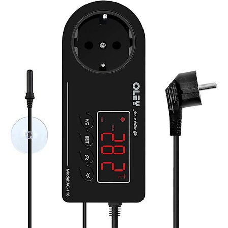 Terrarium Termostat, Kjøle- og Varmetermostatkontakt, Reptiltermostat for Slanger, Skilpadder, Øgler, Gekkoer og Andre Reptiler