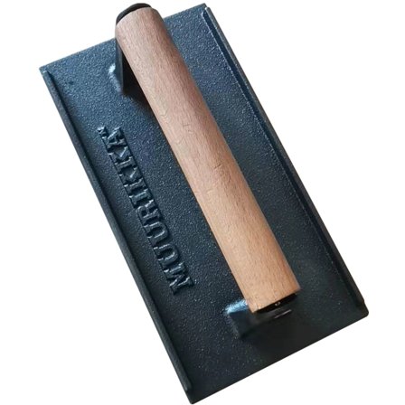 Muurikka Rektangulær grillpresse, støpejern' - 'Svart og tre