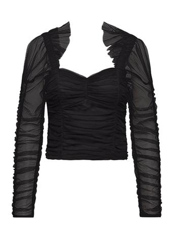 Edrea Tulle Top Bluse Langermet Svart French Connection*Betinget Tilbud