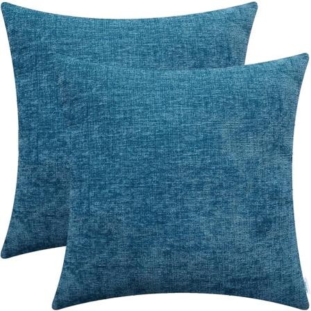 2-pack mysiga kuddfodral för soffa heminredning färgad mjuk chenille 40 x 40 cm blå