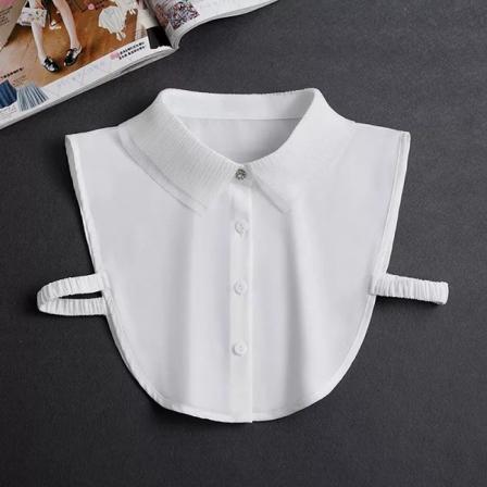 Kvinder piger falsk krave Aftagelig multifunktionel skjortedekoration Blondetøj Skjortetrøje efterår og vinter Double pleated (white)