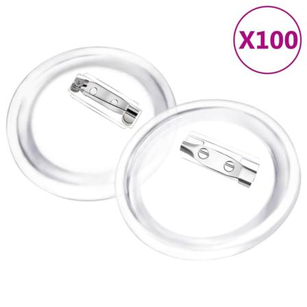 Vidaxl Knappar Med Nålar 100 Uppsättningar Akryl 58 Mm Transparent