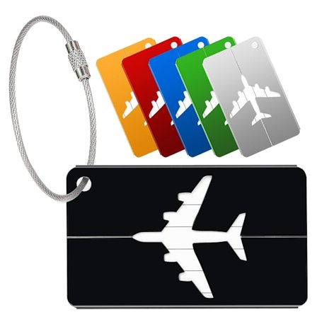 Pakke med 6 Bagagemærker Kuffert Aluminium Bagagemærker Bagagemærker Med Adressetag Rustfrit Stål Kabel Vandafvisende Pvc Bagage Håndtaske Tag Kuffert