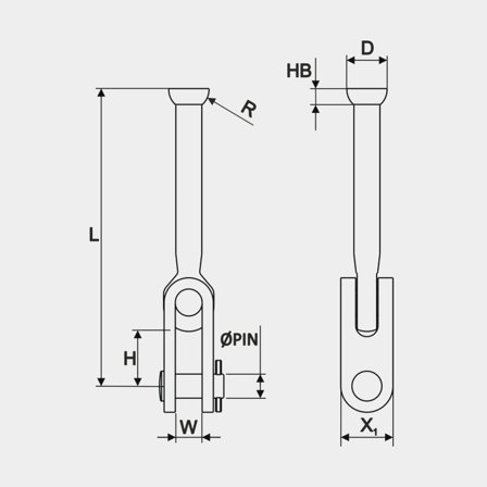 Seldén Stemball/eye toggle with jaw/jaw toggle, for ø5 mm headstays (517-065-01)