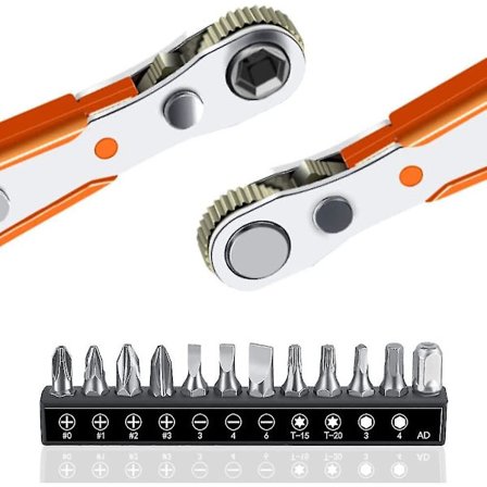 Skralle skrutrekkersett 13 stk 110 mm, 1/4" skiftenøkler 12 modeller, 1/4 tommers stasjon høy dreiemoment reversibel offset