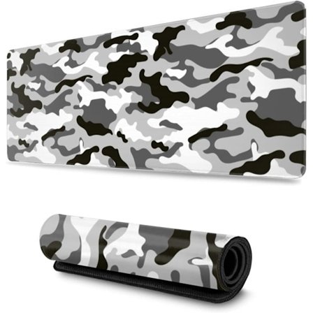 Sort, Grå og Hvid Gaming Mousepad Stor Camo Grå Lang Udvidet Puder Skrivebordsmatte Camouflage Stor Mousepad til Hjemmet