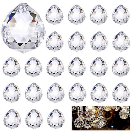24 stk. Krystall Solfangere, 20 mm Hengende Glassprismer, Hengende Glassprismer for Vindusdekorasjon, Håndverk, Bryllup