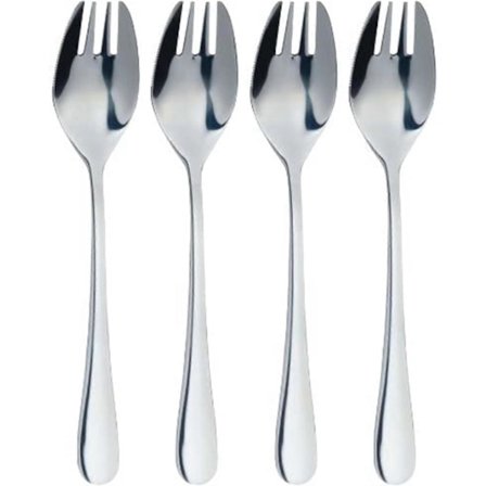 Buffégaffel-skedset i rostfritt stål, 4 delar, spegelpolerad finish, silver