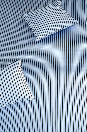 Jotex - Faconsyet Lagen Økologisk Blå/brun - SIMA - Køb Faconsyede lagener hos Jotex