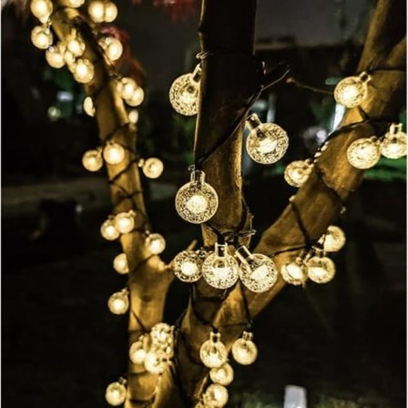 Solcelle Lyslenke med Kuler 12m—pa