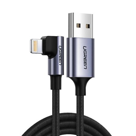 Ugreen US299 60521 Vinklad Lightning/USB-A MFi 2.4A Kabel 1m - S
