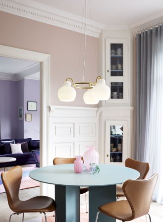 VL ringkrone taklampe 3 lys - opal/messing