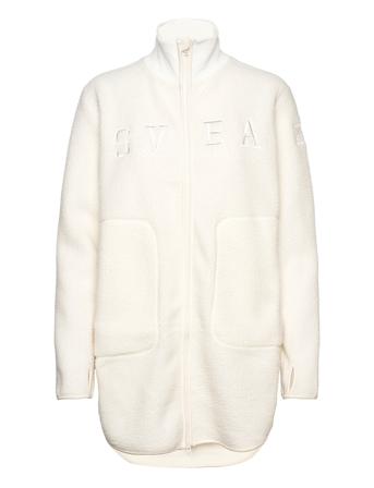 Long Pile Zip Sweat Strikket Trøje Cardigan Hvid Svea
