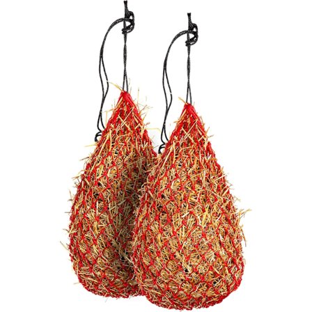 2 st Slow Feed 42” Hönsnät för Hästar, (Röd) Stark Liten Mjuk 2x2” Hål, Nylonrep Hängande, Justerbar Resefoder för Trailer Stall, Simu