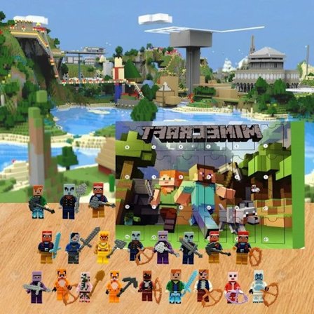 Minecraft 2025 Julekalender, Byggesæt Actionfigur Legetøj, 24-dages Jule Nedtælling, Julegaveæske Kalender til Voksne og Børn