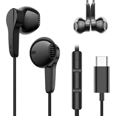 USB-C Hörlurar Magnetiska Trådbundna Öronproppar med Mikrofon, In-Ear Hörlurar för 15 Max/ Galaxy S24