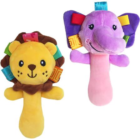 Tecknad Mjuk Plysch Baby - Elephant & Lion (2-pack)