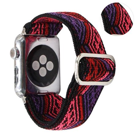 Apple Watch Series 6 / 5 40 mm urrem i vævet stil med mønster - Rød / Lilla
