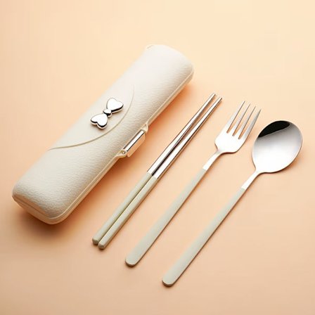 Stilfuldt og praktisk sæt af rustfrit stål bestik med sløjfer - Inkluderer skeer, gafler