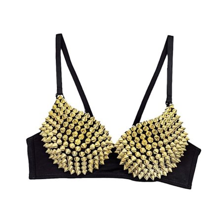 Punk BH Nattklubb Scenframträdande BH Nagel Pärla Personlig Anti Varg Kula Huvud Dekoration Omlott Bröst Barbacka Hot Girl Topp Kvinna - WELLNGS Gul