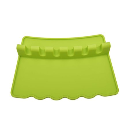 Stort silikonskedstöd med slits Halkfri design Bänkspatel Bestickhållare Mjuk och säker Lätt att rengöra Material