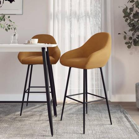 Vidaxl Barstolar 2 St Brun Sammet Brun
