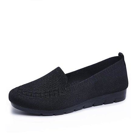 Kvinnor stickar andningsbara Loafers Platt balett, lätt sneaker