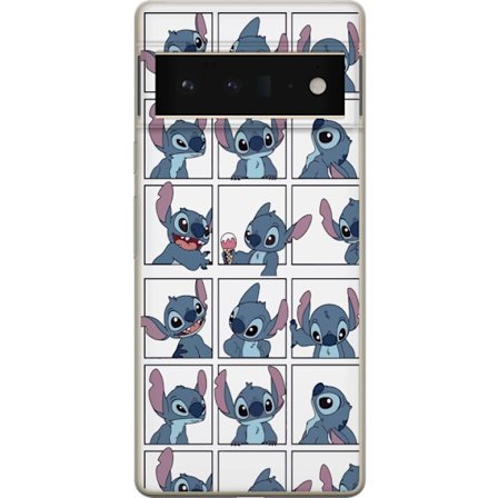 Kompatibelt Mobildeksel til Google Pixel 6 Pro Illustrert rutemønster med Stitch i forskjellige ansiktsuttrykk i serieformat