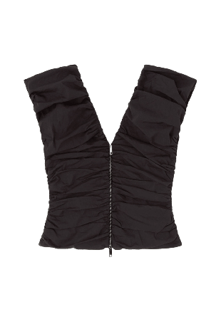 GANNI Stretch Cotton Ruched Top Blusar Dam Svart 34