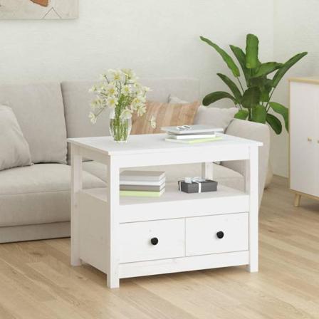 Vidaxl Soffbord Vit 71x49x55 Cm Massiv Furu Vit