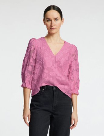 Selected Slfcathi-Sadie 3/4 Top Ff - Pink - 40