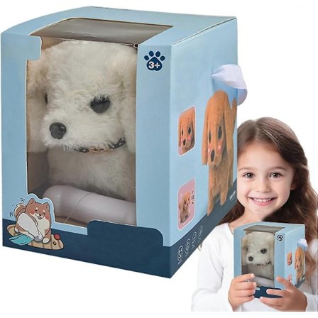 Min Realistiske Robotvalp, Interaktivt Kosedyr Leker for Barn Mini Søt Myk Robot Hund Kan Gå og Bjeffe - Perfekt