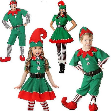 Juleforældre-barn-outfit Småbørnsferie nissekostume Småbørnsjuletøj Julemandskostume Es MEN