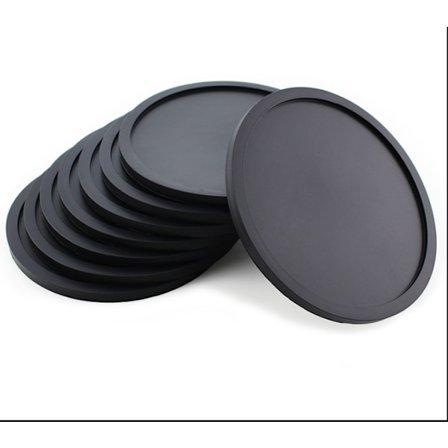 Silikonbrikker med holder, svart bordbrikke med spor