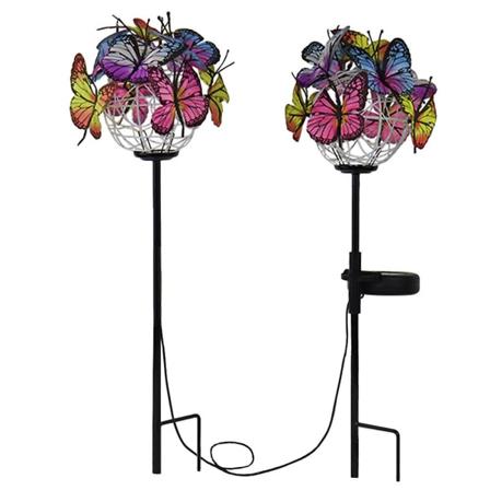 1 Sett LED Solcelled Batteridrevet Lampe Sommerfugler Dekorativ Hage Stake Lys For Hage Assortert Farge 50X13X1 Assorted Color 50X13X13CM