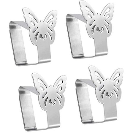 Set med 4 bordsklämmor i rostfritt stål Fjärilsmönster för bord