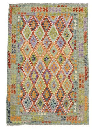 Alfombra Oriental Kilim Afghan Old Style 207X291 Marrón/Verde Oscuro (Lana, Afganistán)