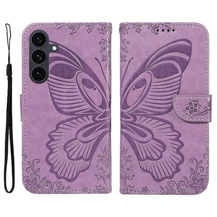 Til Samsung Galaxy S25 FE Telefon Cover Sommerfugl Mønster PU Læder Folio Flip Telefon Beskyttelses Cover (Lys Lilla, Lys Lilla)
