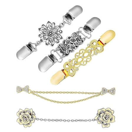 5 Stykker Sweater Sjal Klips Sæt Retro Cardigan Krave Klips Antikke Blomster Kjoler Sjal Klips Til