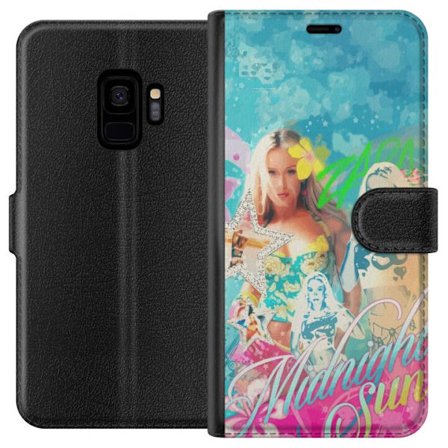 Yhteensopiva Lompakkokotelo Samsung Galaxy S9 Seikkailumaailma Steve, Creeper ja eläimillä värikkäässä palikkagrafiikassa