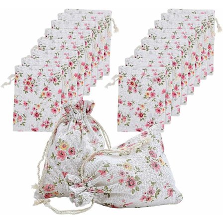 Linenposer med snøre - Mini smykkesække, krydderisække, gaveposer