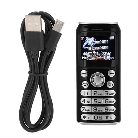 K8 1.0in Mini Bluetooth Dialer Dual SIM Børnetelefon 128x96 Buet Skærm Sort