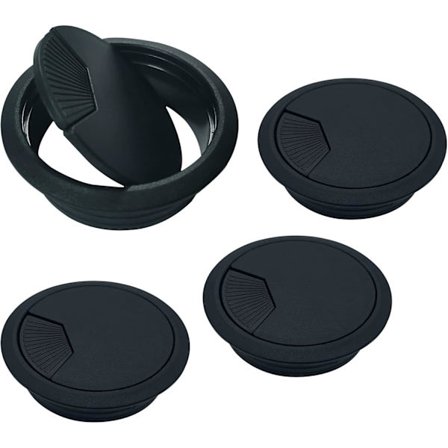 Pöytäkaapelin läpivienti, 4 kpl mustia pöytäkaapelin läpivientejä, pöytäkaapelin läpivienti kodin ja toimiston kaapelinhallintaan, pöytäpinnan portin 