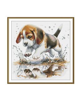 Stickpackung Bild Das Hündchen in der Pfütze - Nova Sloboda