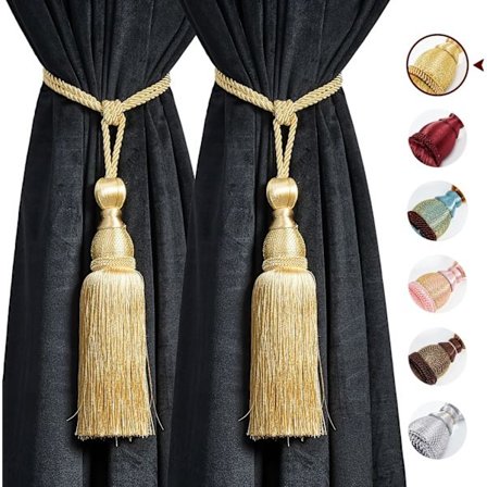 Gardinkvast tofsar upphängningar gardin upphängningar - fästelement för gardiner, lyx gardin rep slips tillbaka, guld tofs slips tillbaka för gardiner