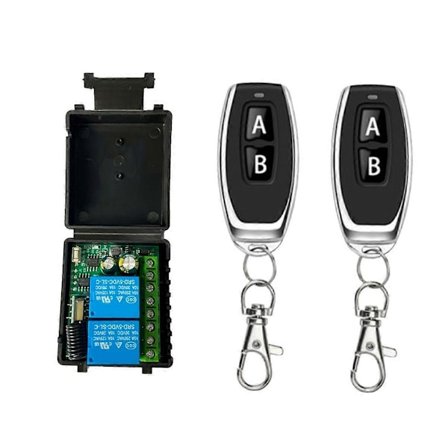 433MHz RF Fjärrkontroll DC6V-30V 2CH RF Relä Mottagare med Fjärrkontroll för Garageport Ljus Co