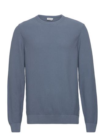 Graano Compact Strikkegenser M. Rund Krage Blå ARMEDANGELS
